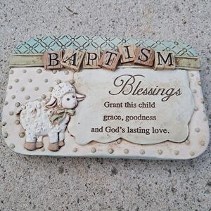 Baptism Blessings Plaque with Lamb Design